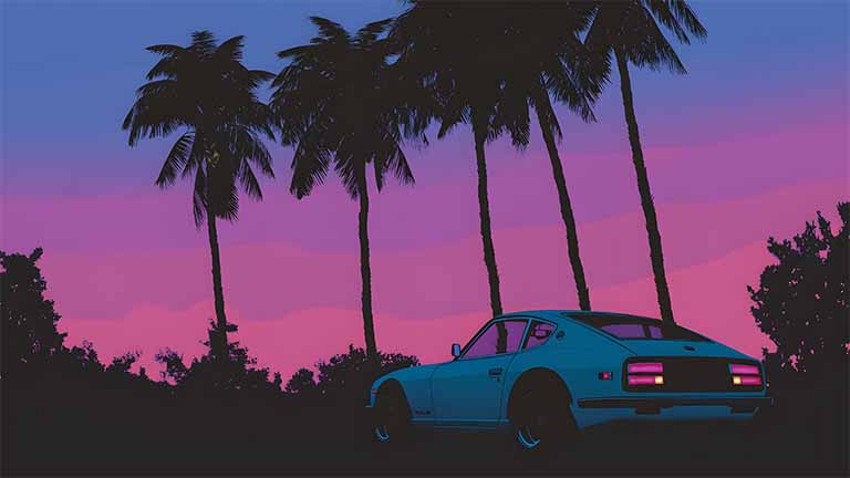 Neon Palm Drive Wallpaper